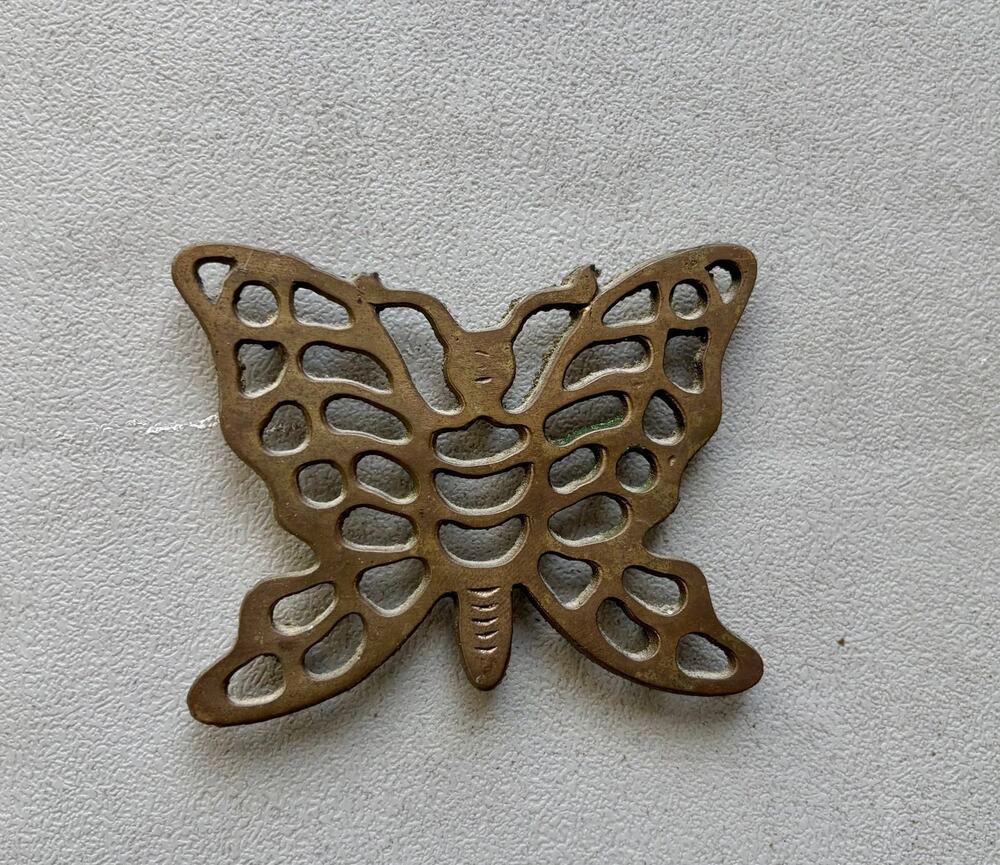 Vintage Footed Brass Butterfly Trivet